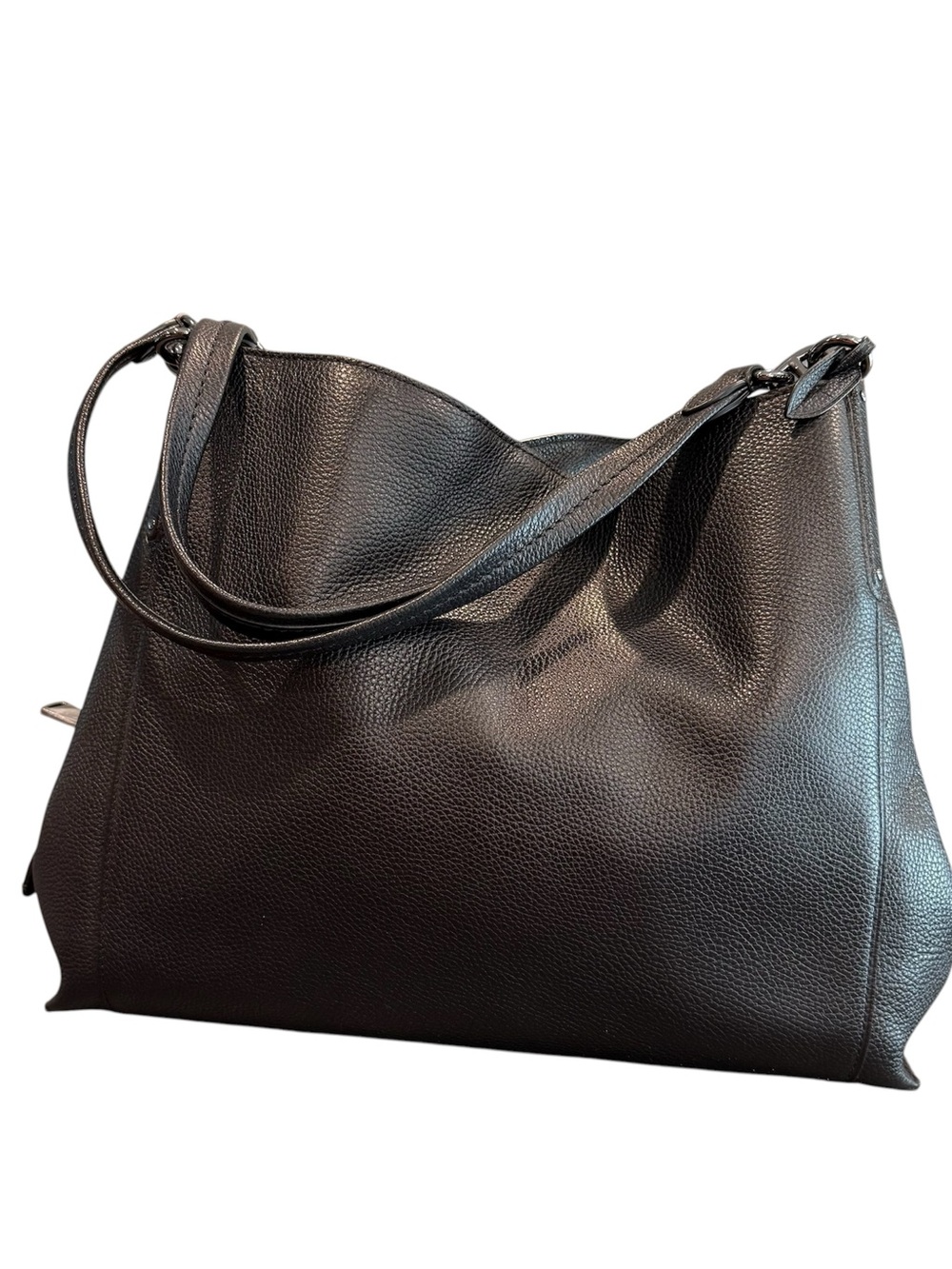 Coach 78364 Dalton 31 soft black pebble leather shoulder bag purse double sided